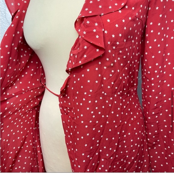 Realisation Par Alexandra Mini Wrap Dress in Red - Picture 9 of 13